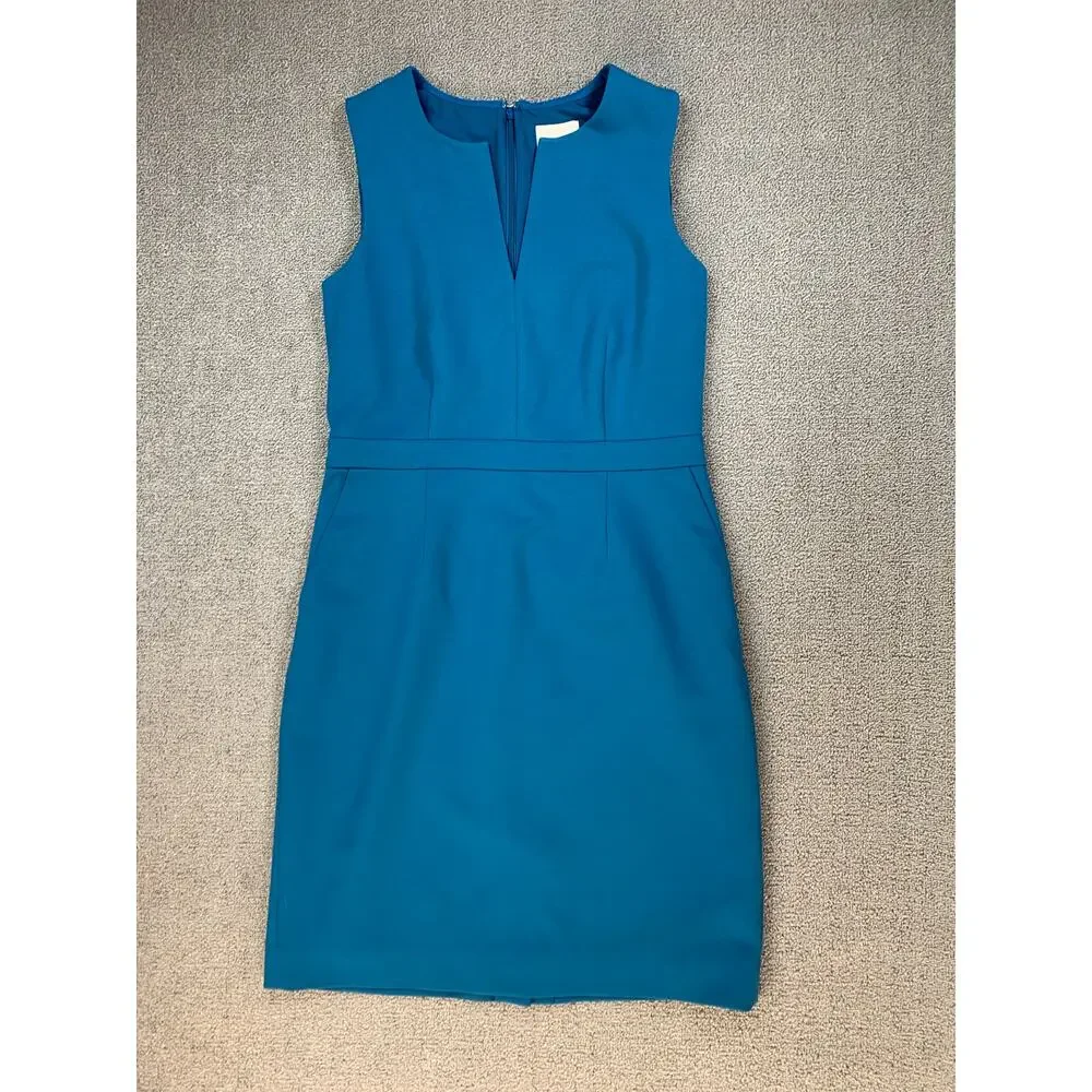 J. Crew Dres Suiting Mini‎ Sheath Career Business Classic Teal Blue Size 8